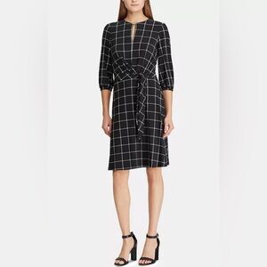 Lauren Ralph Lauren Black Windowpane Midi Dress